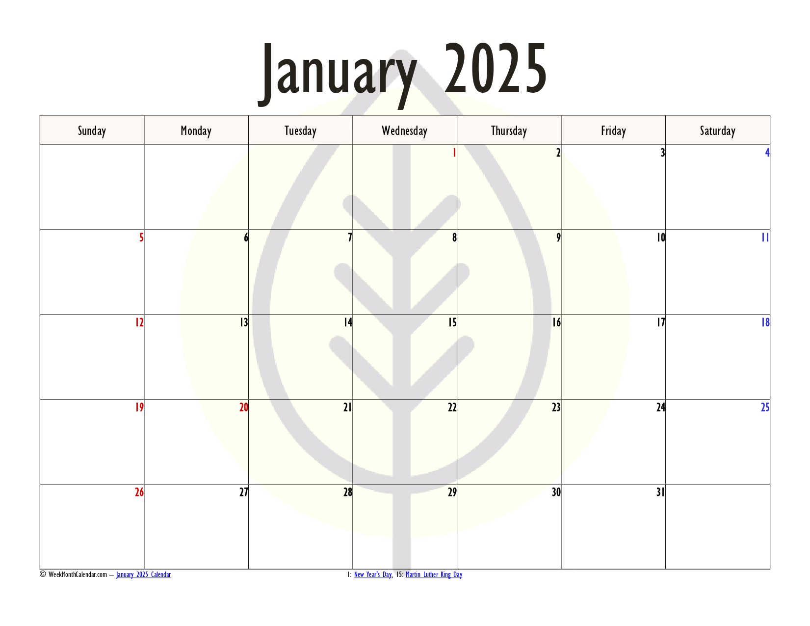 Alabaster Color January 2025 Calendar Printable PDF.jpg