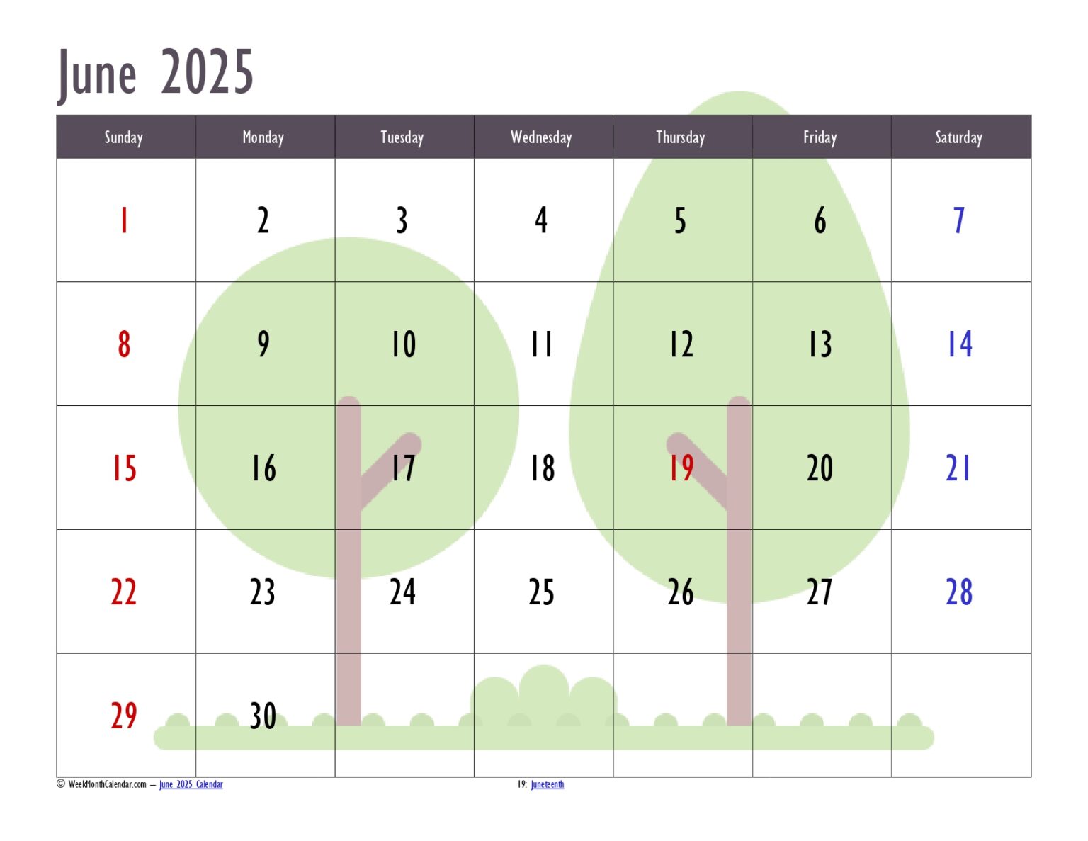 June 2025 Month Calendar 10+ Printable PDF Templates