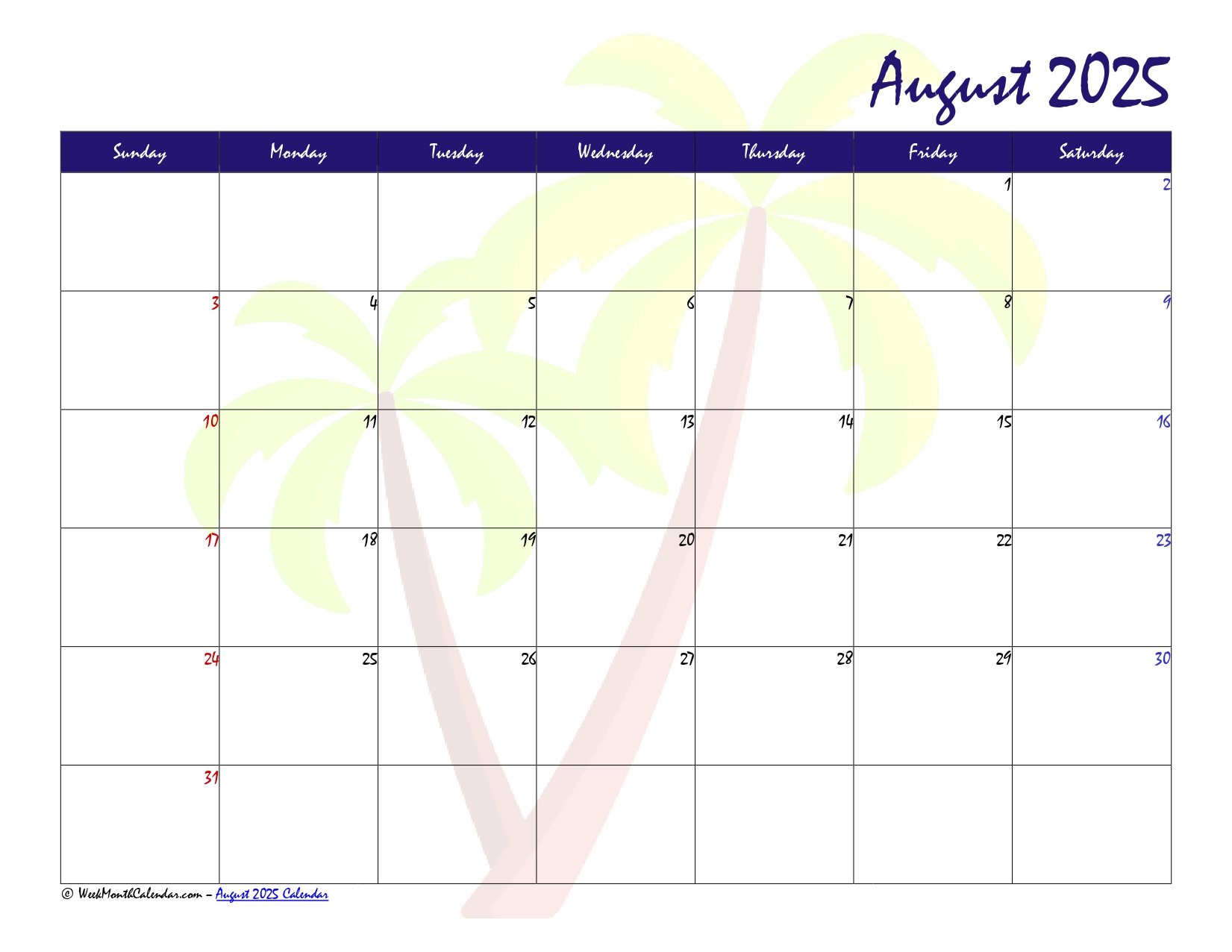 August 2025 Calendar 10+ Printable PDF Templates