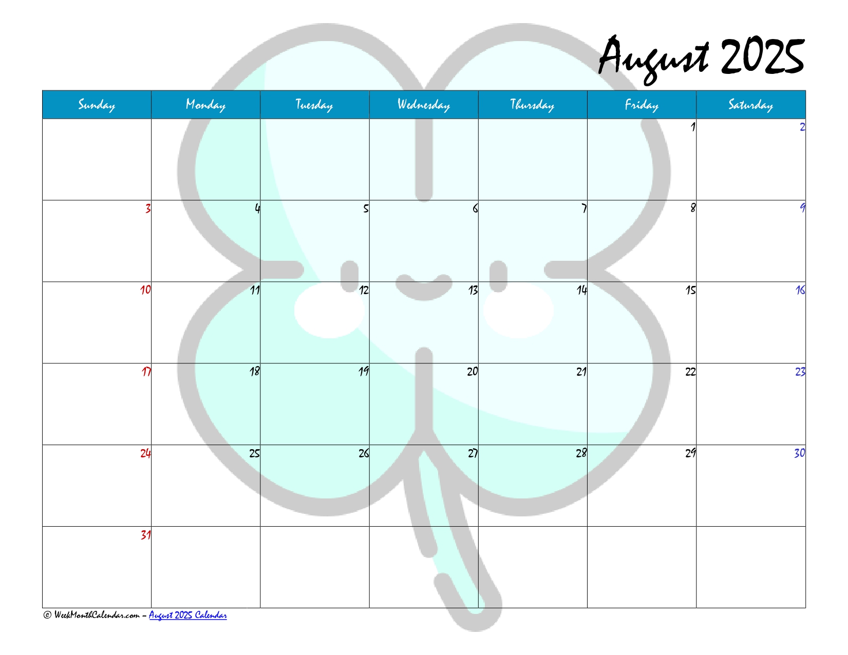 August 2025 Calendar 10+ Printable PDF Templates