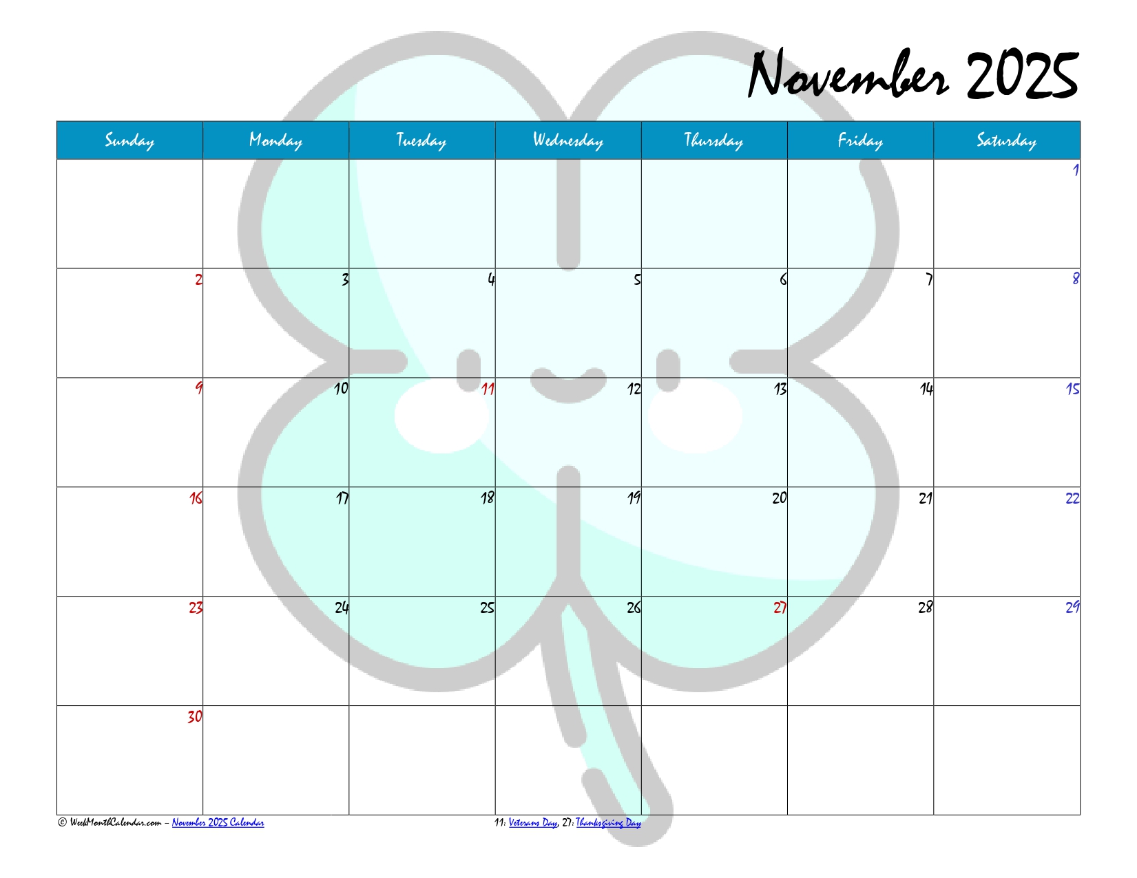 November 2025 Calendars 10+ Printable PDF Templates