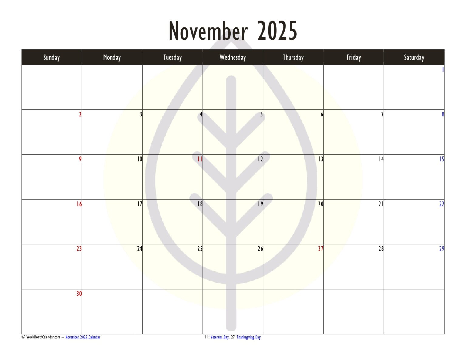 November 2025 Calendars 10+ Printable PDF Templates