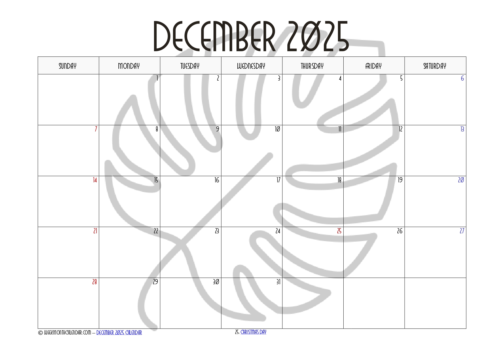 December 2025 Calendar 10+ Printable PDF Templates