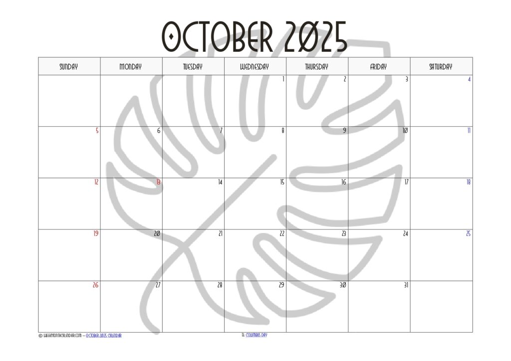 October 2025 Calendar 10+ Printable PDF Templates