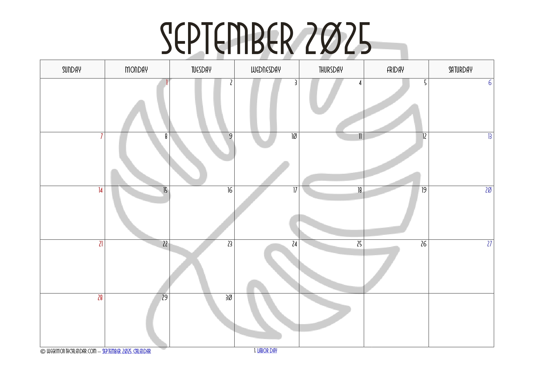 Daisy Color September 2025 Calendar Printable PDF