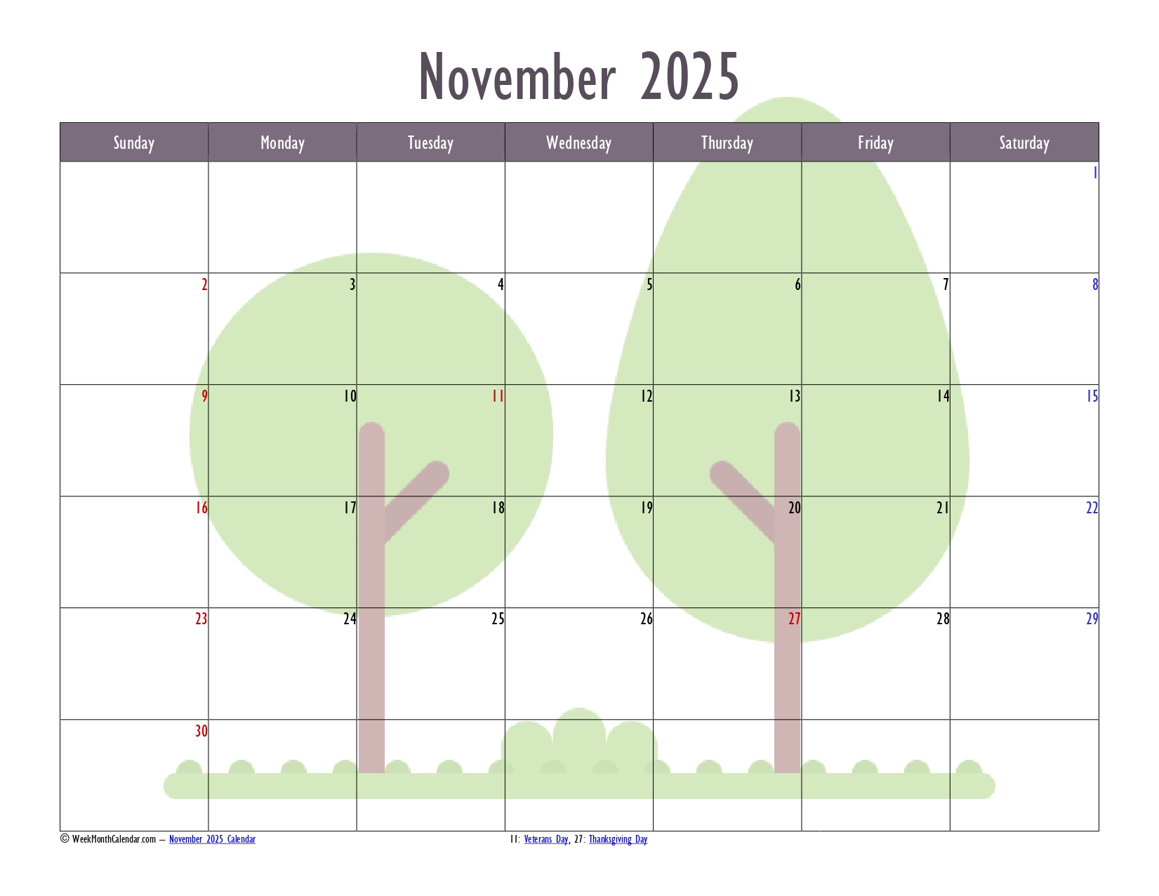 November 2025 Calendars 10+ Printable PDF Templates