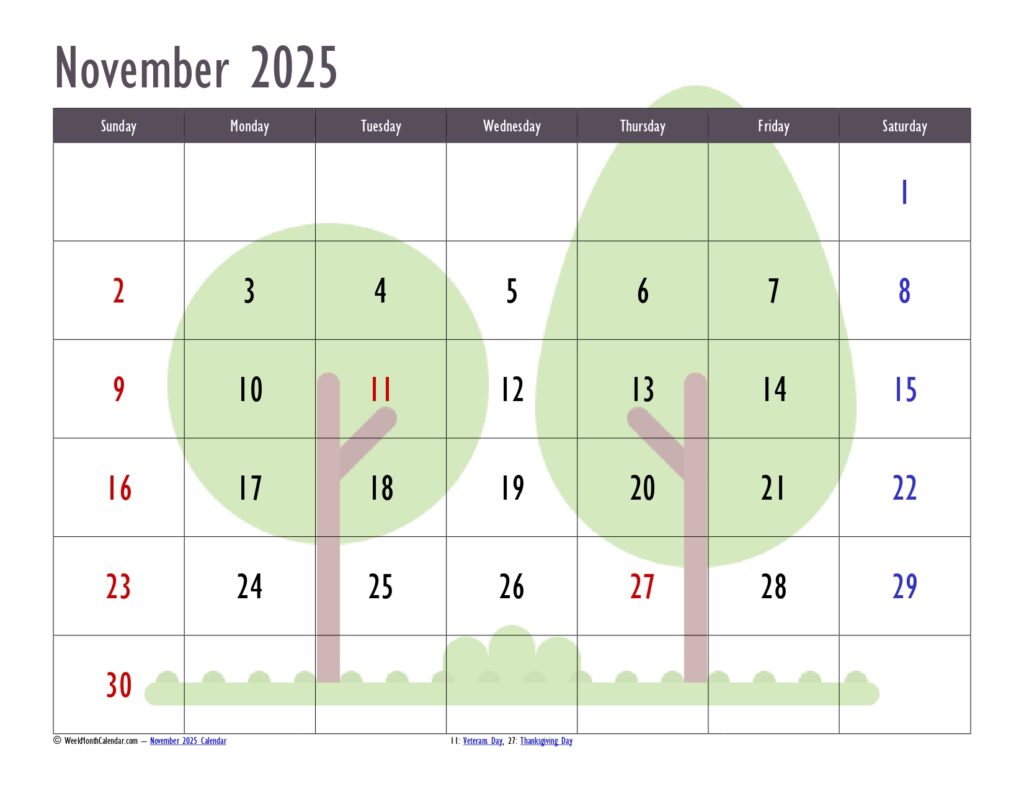 November 2025 Calendars 10+ Printable PDF Templates