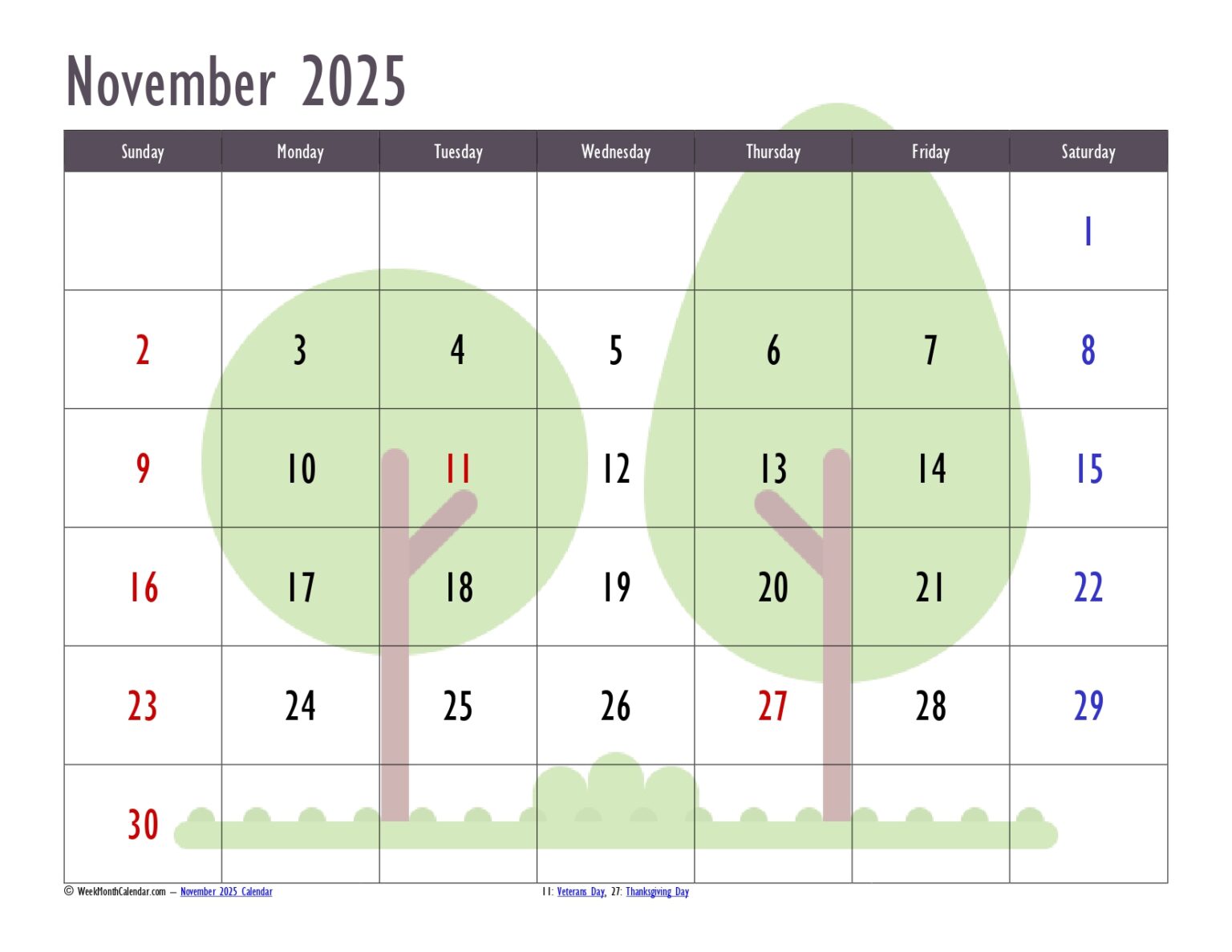 November 2025 Calendars 10+ Printable PDF Templates